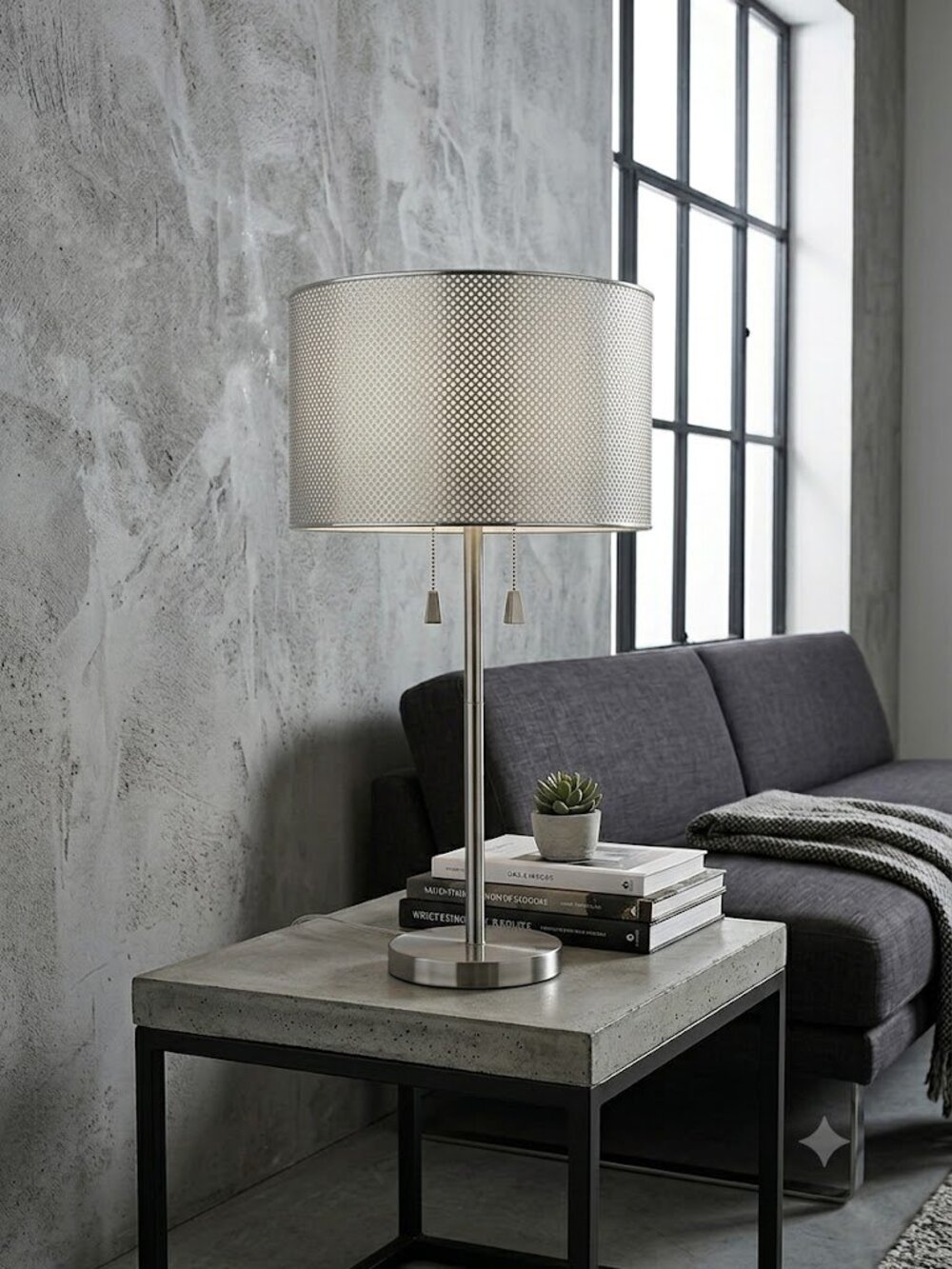 Modern Industrial Silver Table Lamp